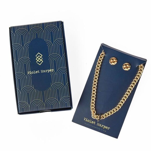 Violet Harper “Elana” Link Necklace & Earring Set NWT - Picture 2 of 7